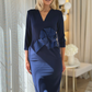 Carla Corsage Waist Dress In Navy