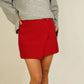 Kiera Asymmetric Button Skirt In Red