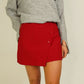 Kiera Asymmetric Button Skirt In Red