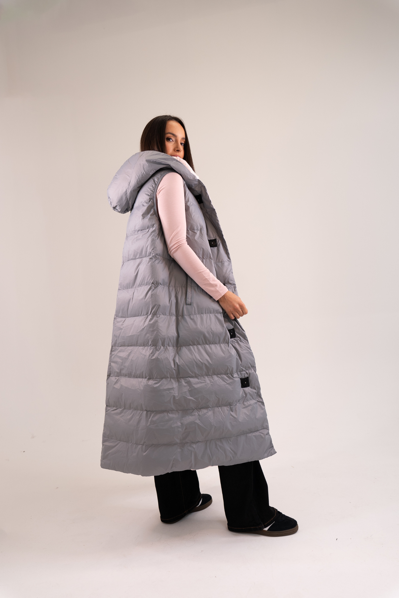 Love Laura Reversible Gilet In Grey & Pink