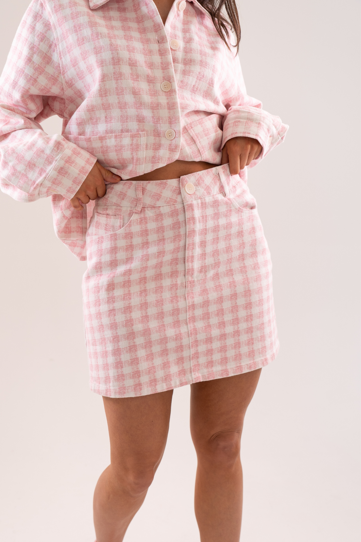 Daisy Gingham Skirt In Pink