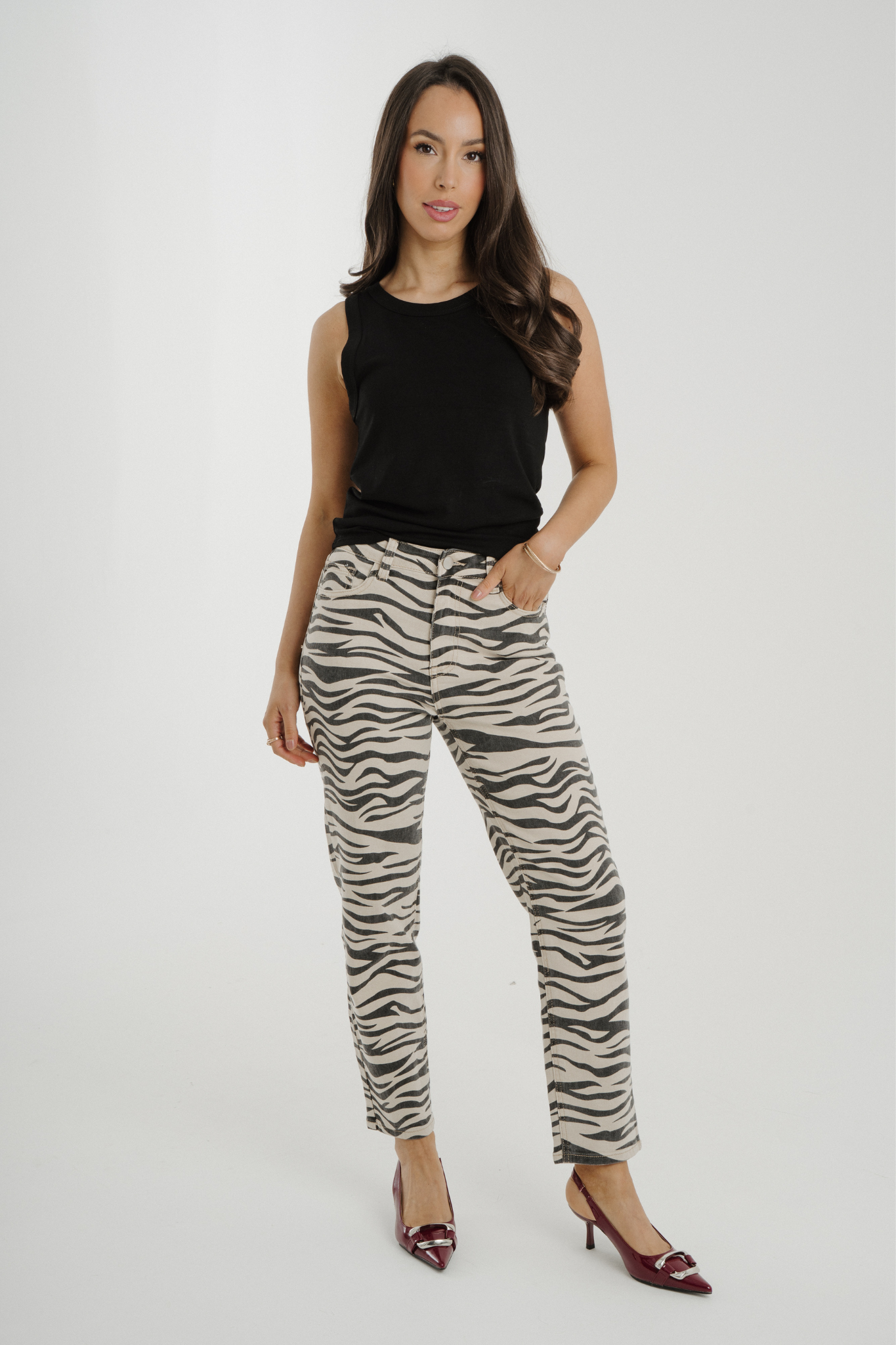 Lynne Mom Jeans In Zebra Print