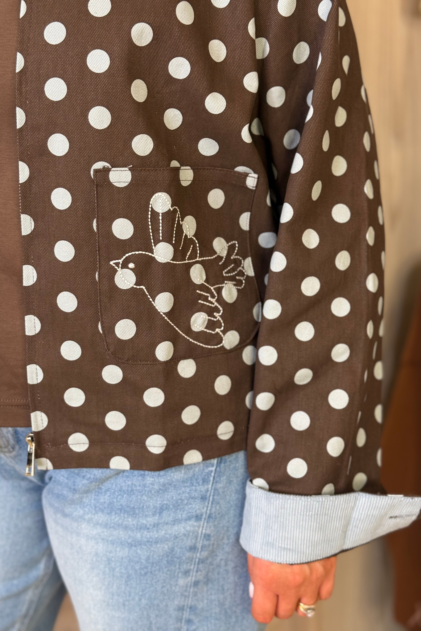 Daisy Blue Spotted Jacket In Chocolate