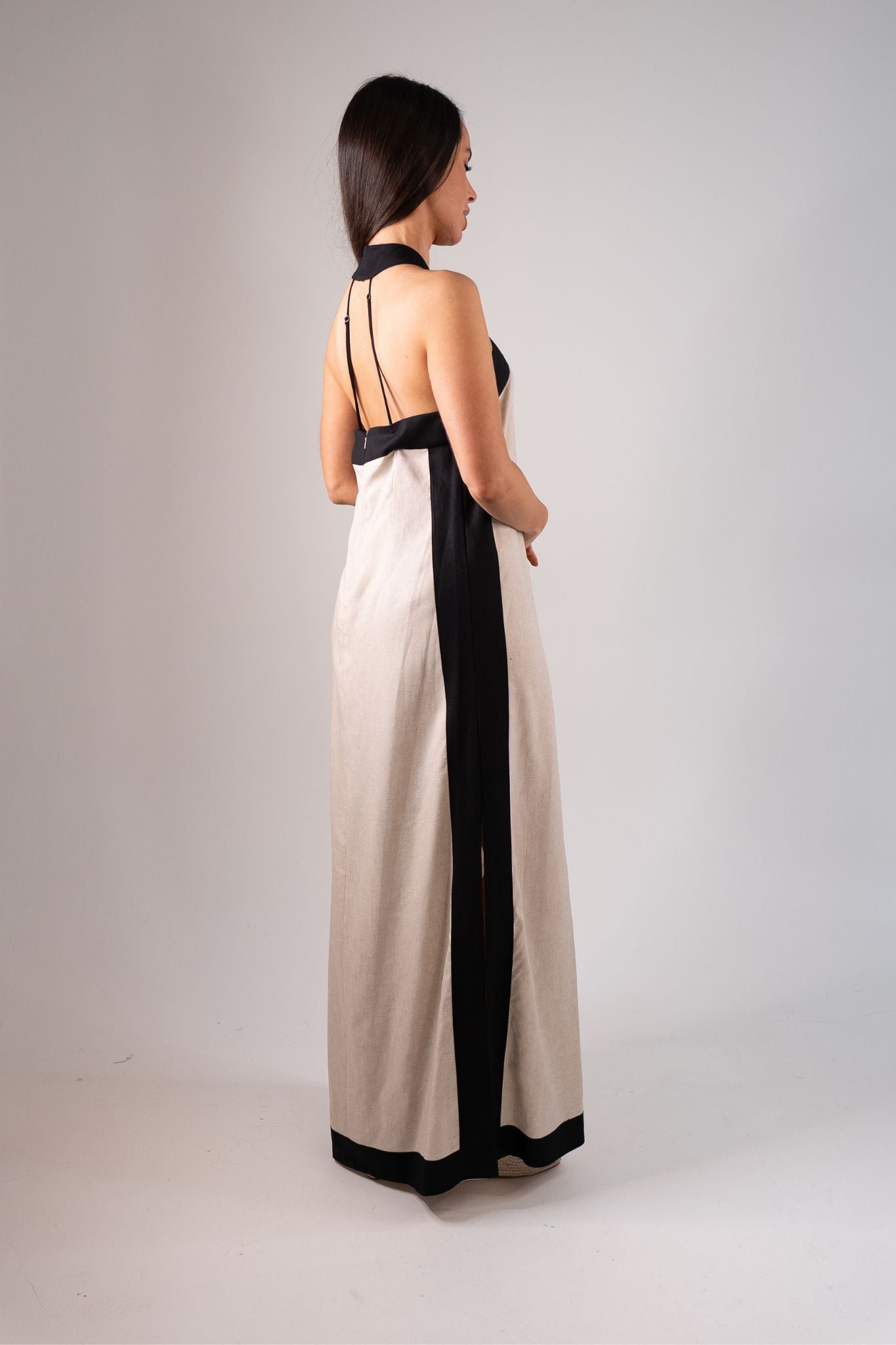 Alana Two Tone Maxi Dress In Neutral Mix