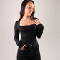 Kate Square Neck Bodysuit In Black