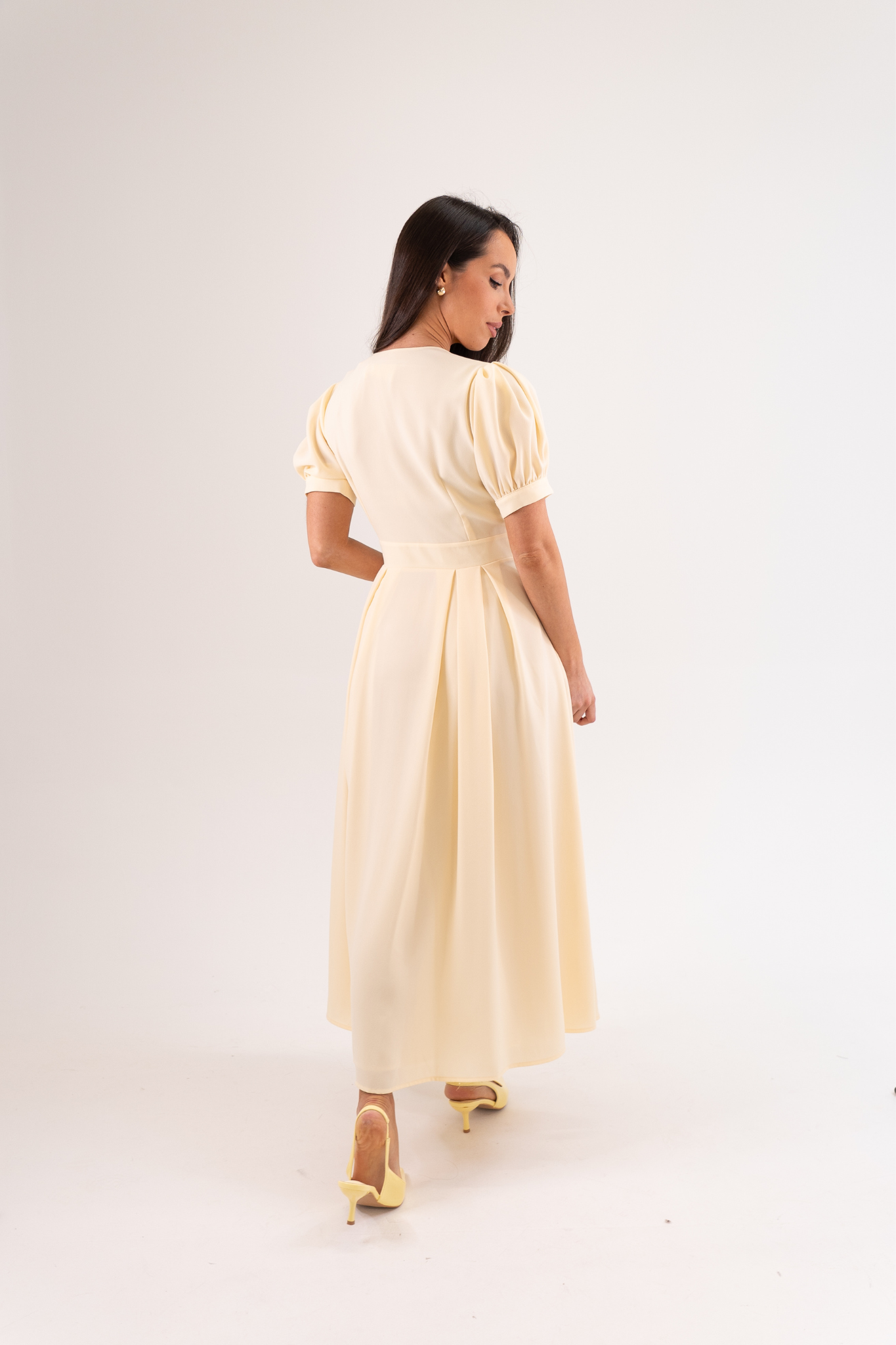 Eva Pleated Shirt Dress In Cream