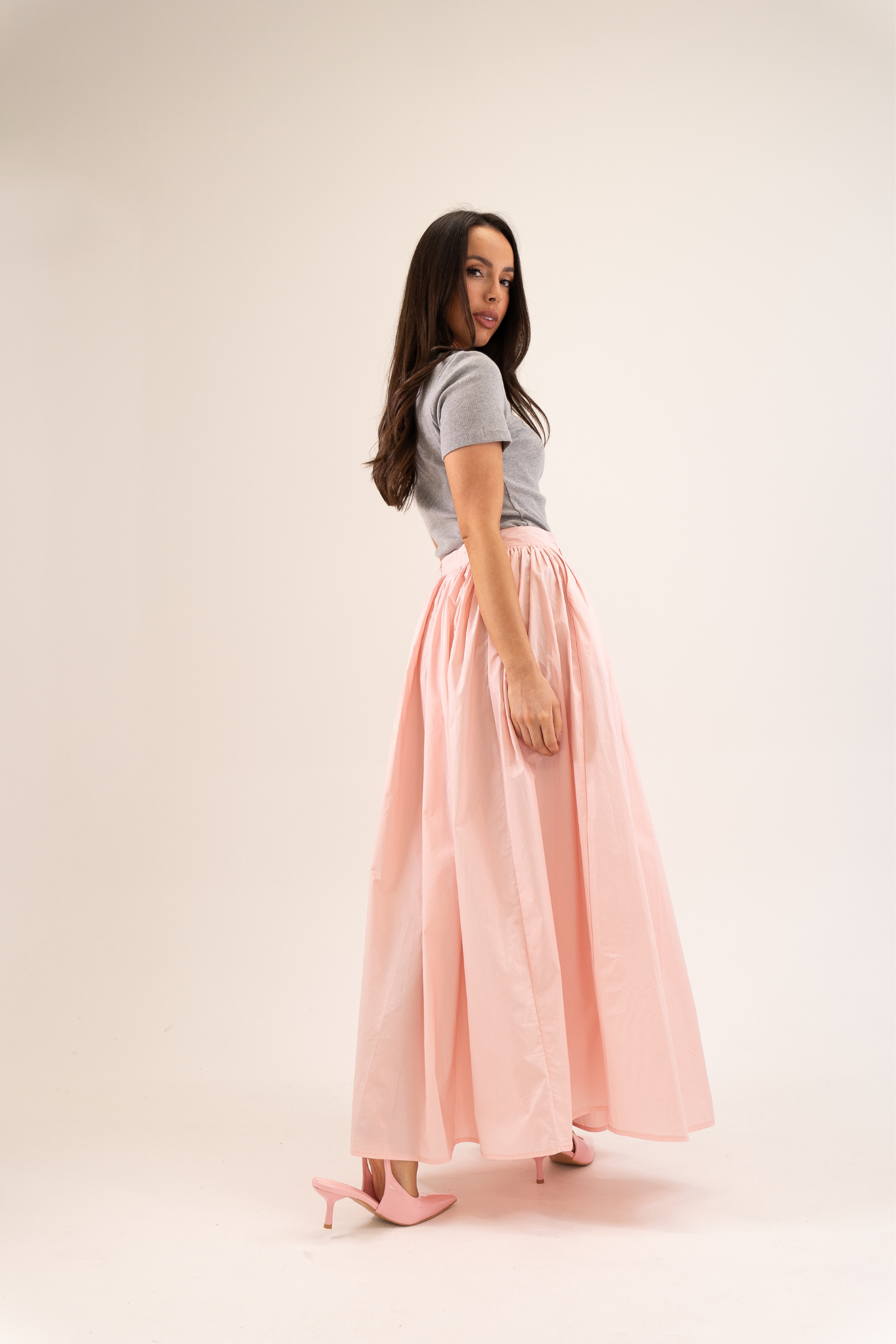 Elsa Pleated Maxi Skirt In Pink