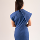 Kayla Asymmetric Collar Dress In Dark Denim