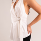 Holly Drape Front Halter Top In White