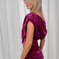 Alexandra Velvet Bardot Dress In Magenta