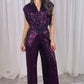 Eva Sequin Jumpsuit In Plum
