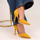 Lauren Faux Suede Cut Out Heel In Yellow