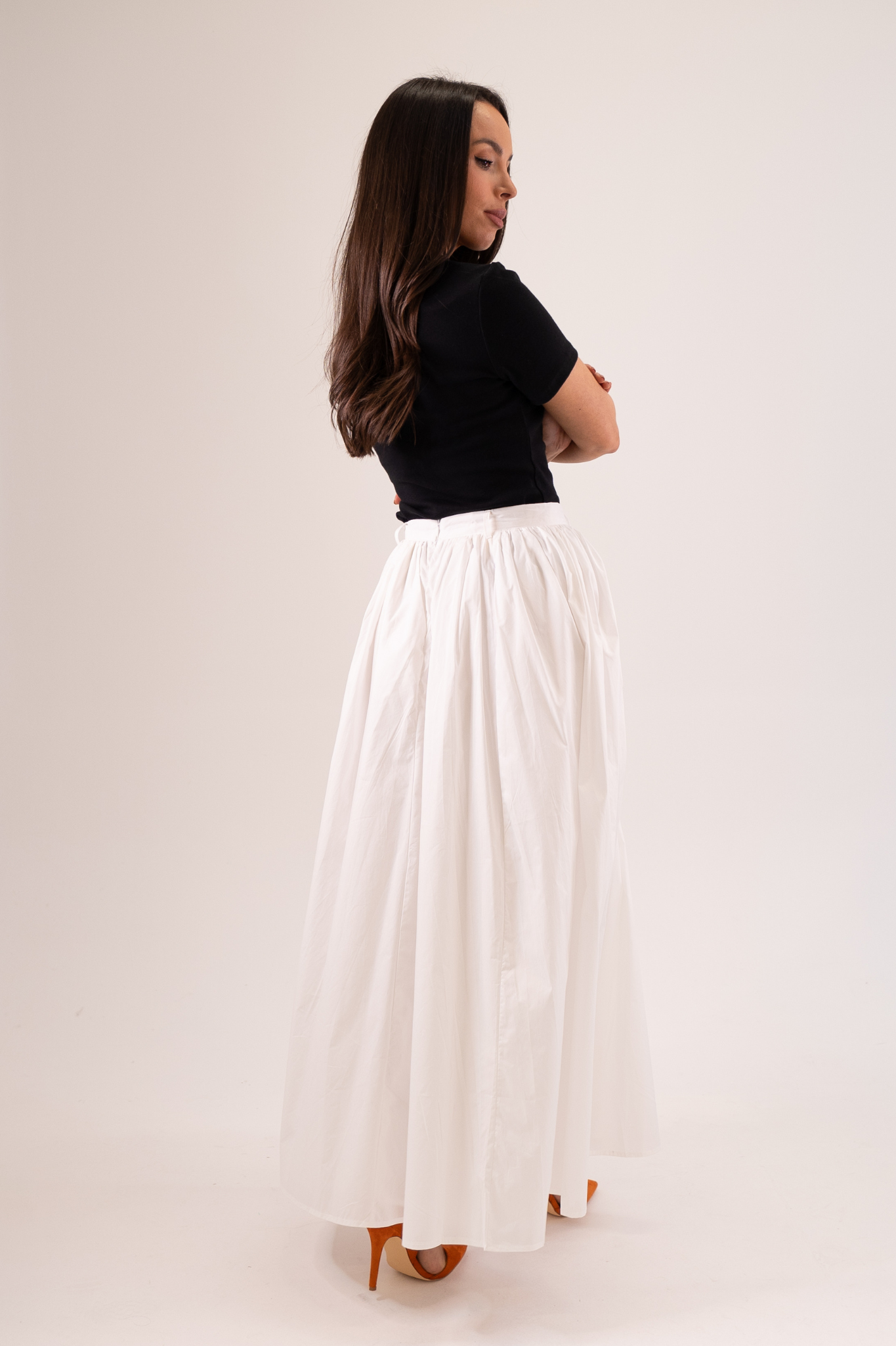 Elsa Pleated Maxi Skirt In White