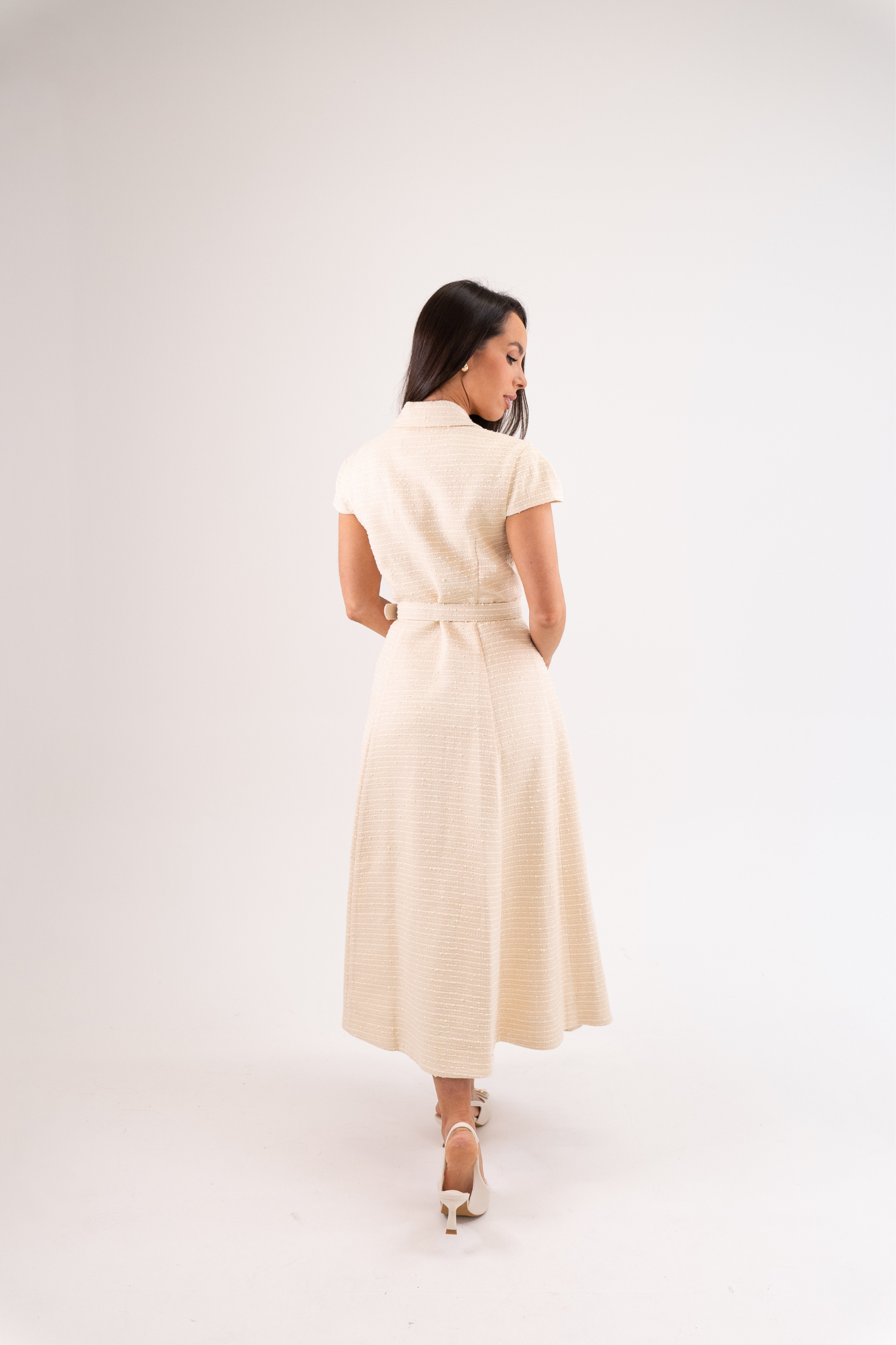 Eva Tweed Dress In Cream