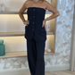 Jasmine Strapless Top In Navy Pinstripe