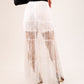 Millie Tiered Lace Maxi Skirt In White
