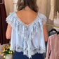 Elsa Sleeveless Ruffle Top In Blue