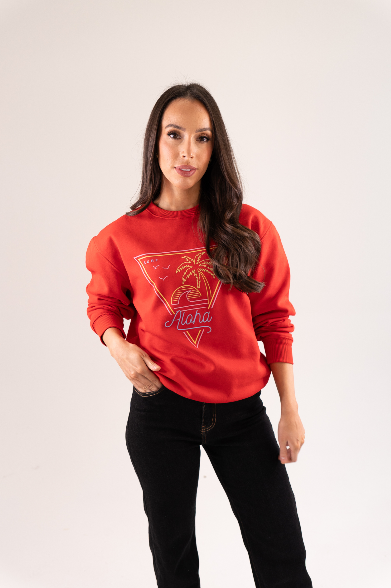 Polly Aloha Sweatshirt In Red