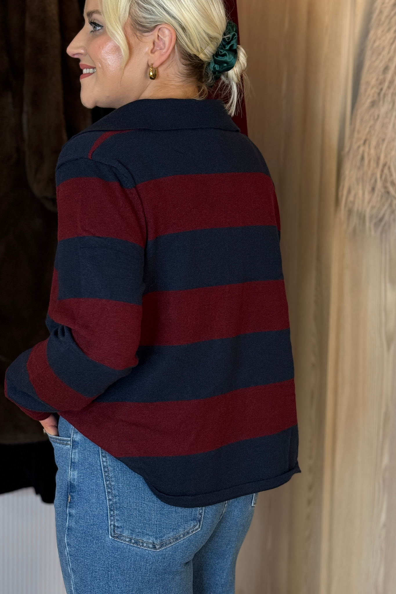 Millie Rugby Top In Navy & Red