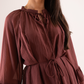 Elsa Ruffle Sleeve Dress In Rust