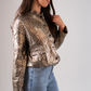 Ella Leopard Print Bomber Jacket In Gold