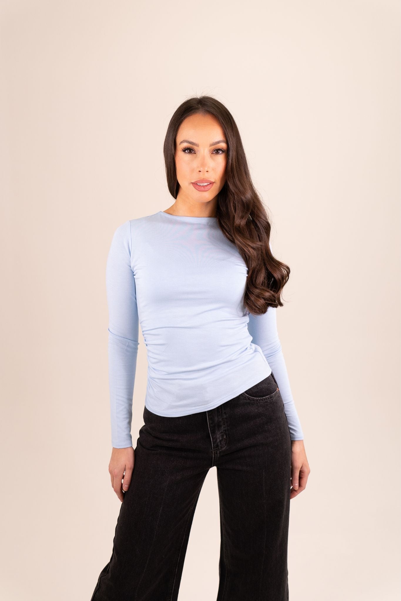Erica Long Sleeve Top In Sky Blue