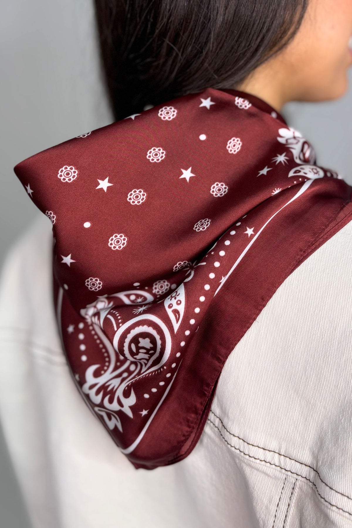 Orla White Print Neck Scarf In Wine