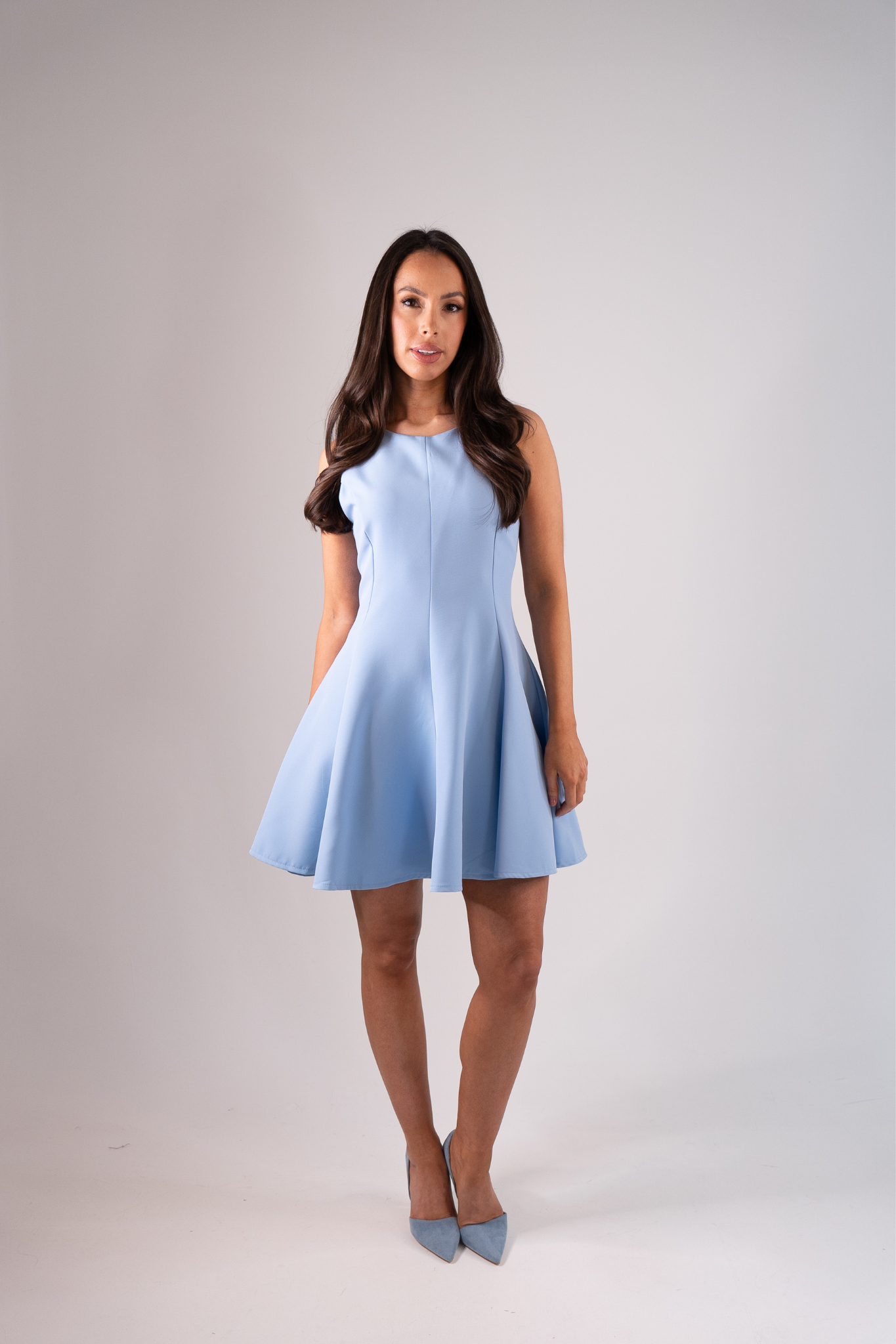 Erica Seamed Dress In Light Blue