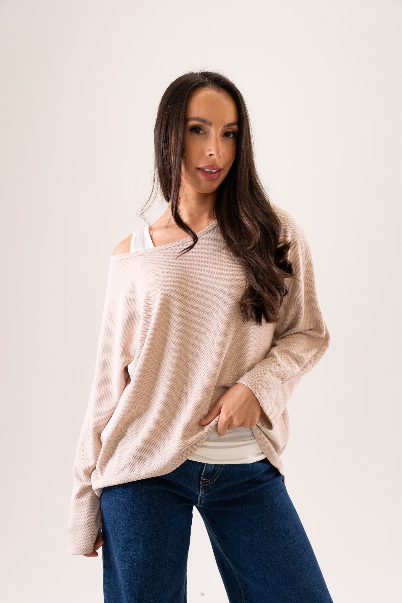 Leah Layered Jumper In Neutral