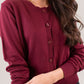 Elsa Round Neck Cardigan In Bordeaux