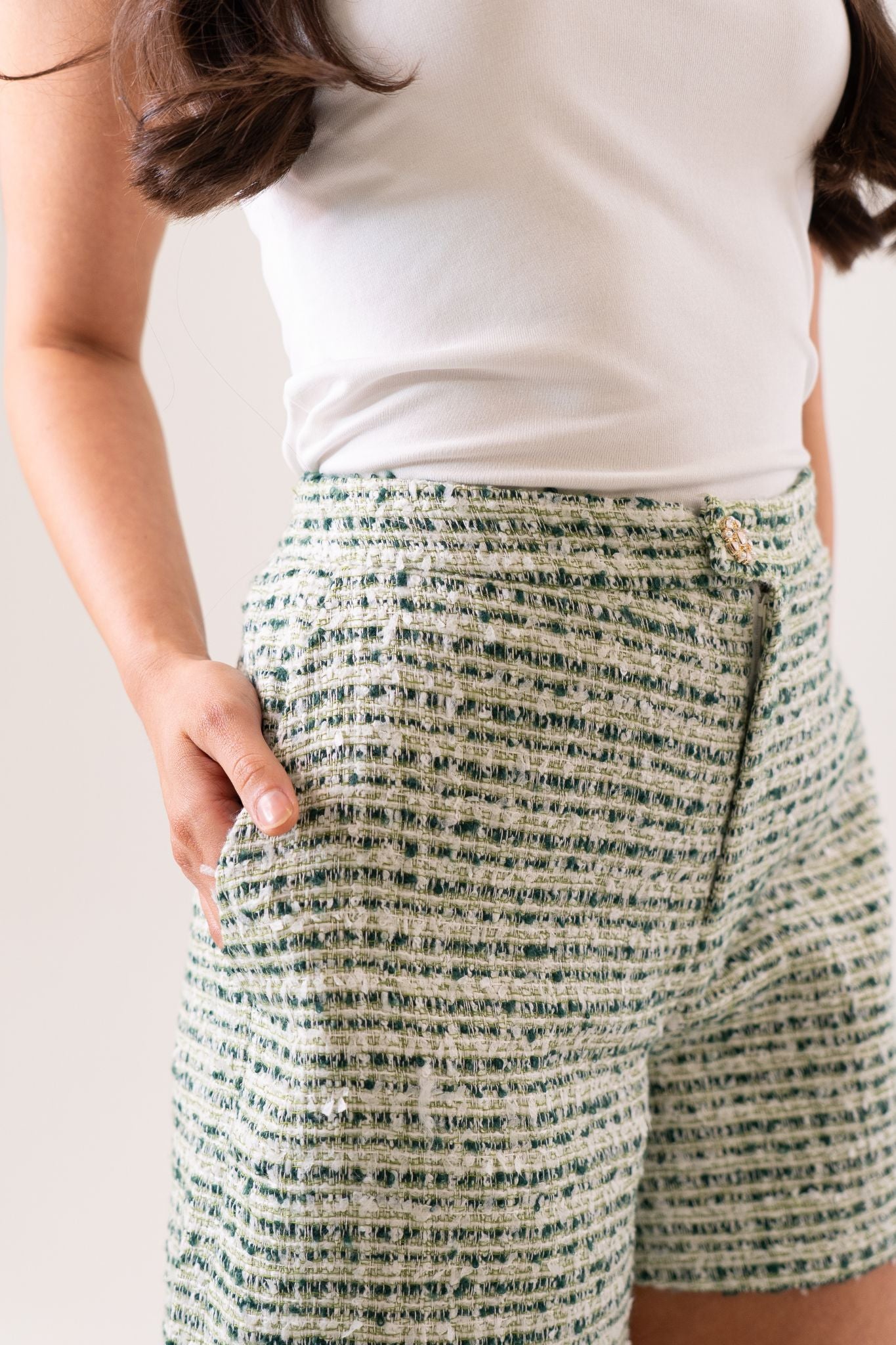 Jasmine Tweed Shorts In Green