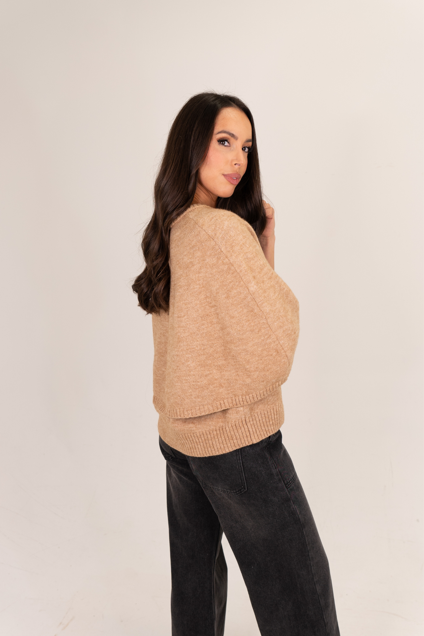Elsa Cape Style Cardigan In Camel