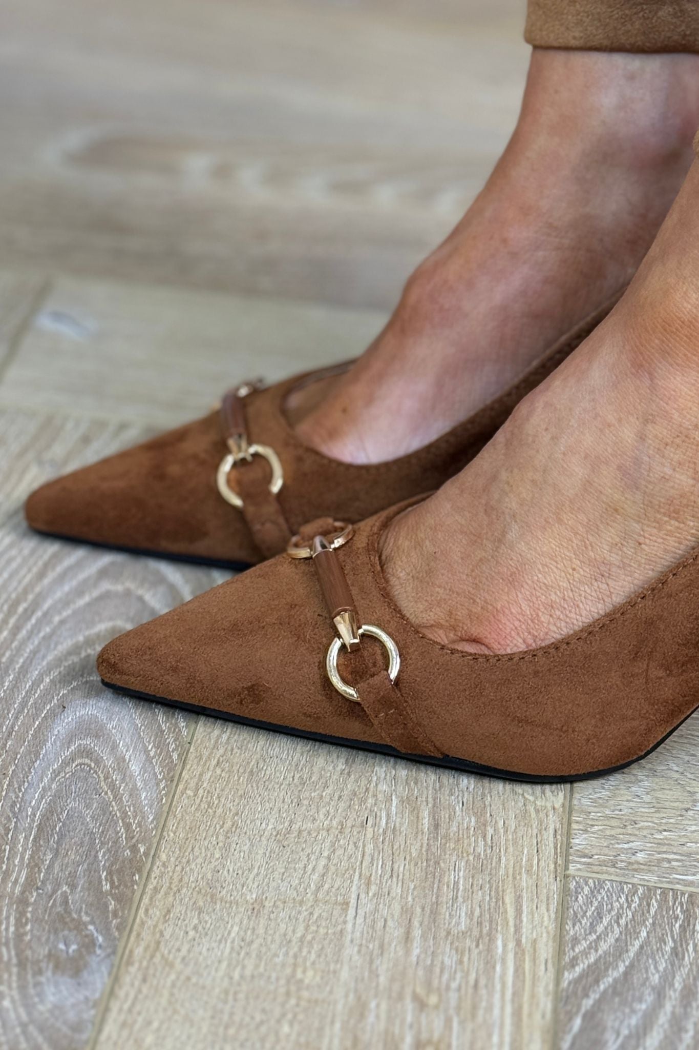 Sadie Faux Suede Slingback Heel In Camel