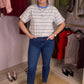 Daisy Stripe T-Shirt In Blue Mix