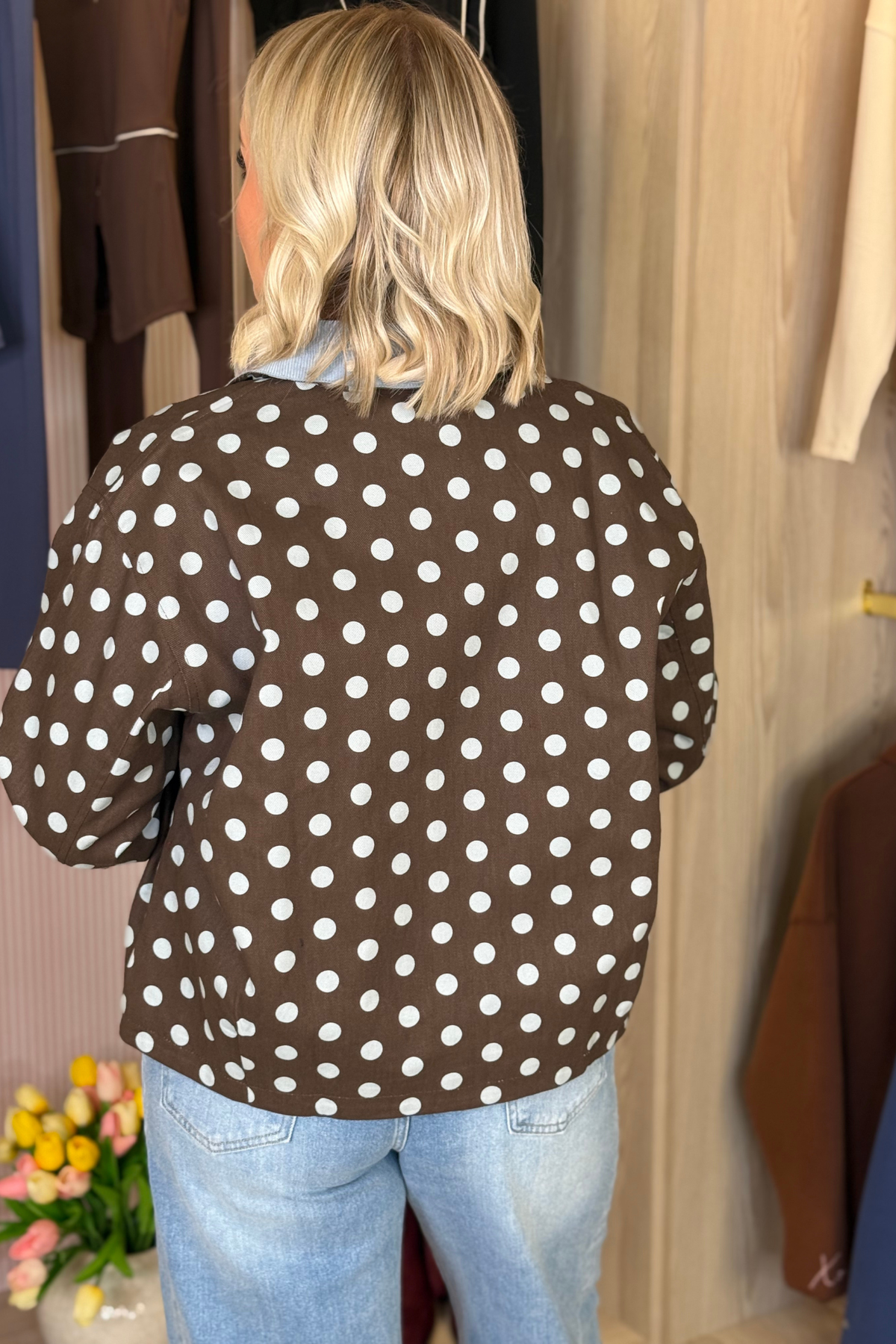 Daisy Blue Spotted Jacket In Chocolate