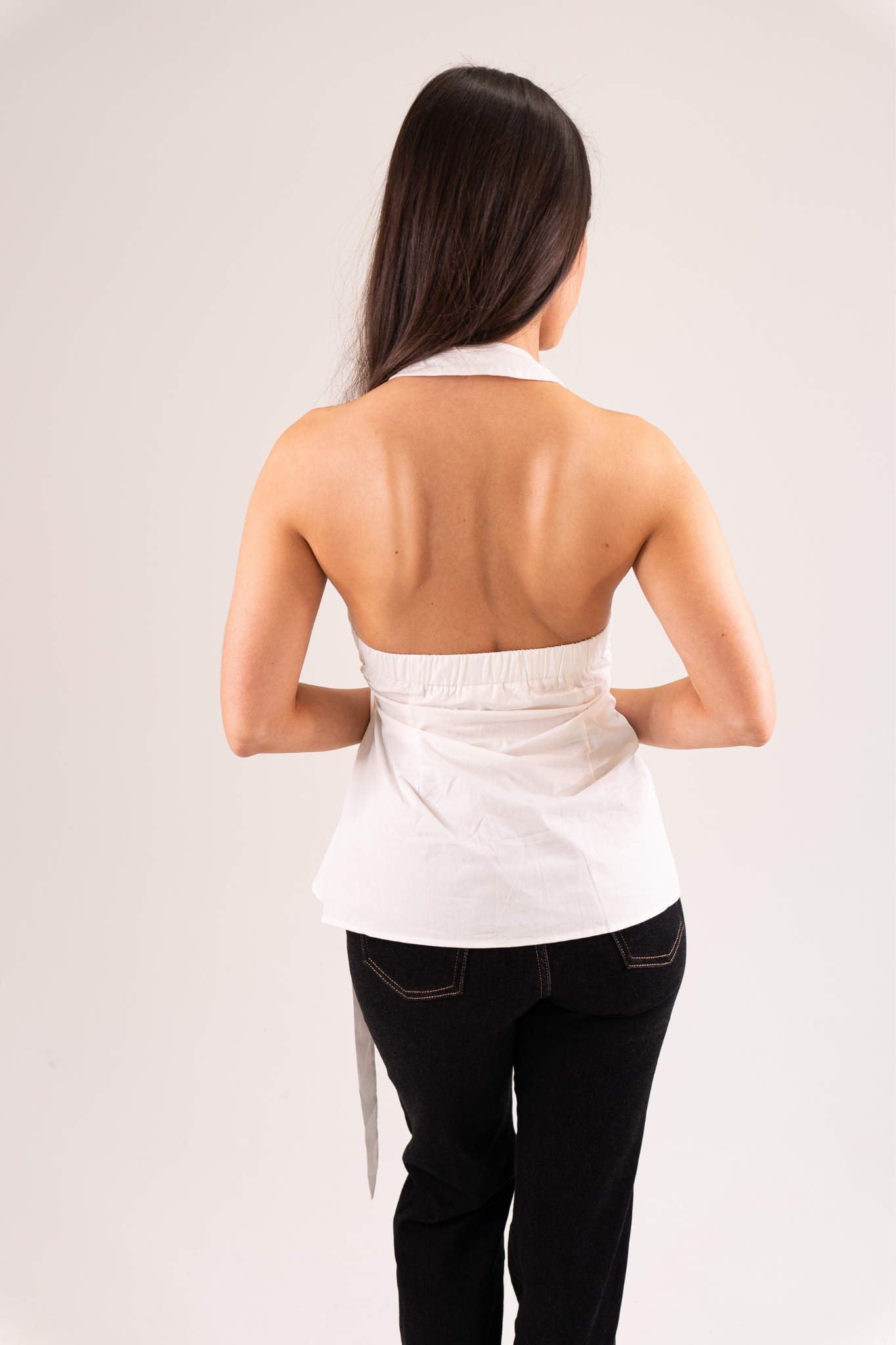 Holly Drape Front Halter Top In White