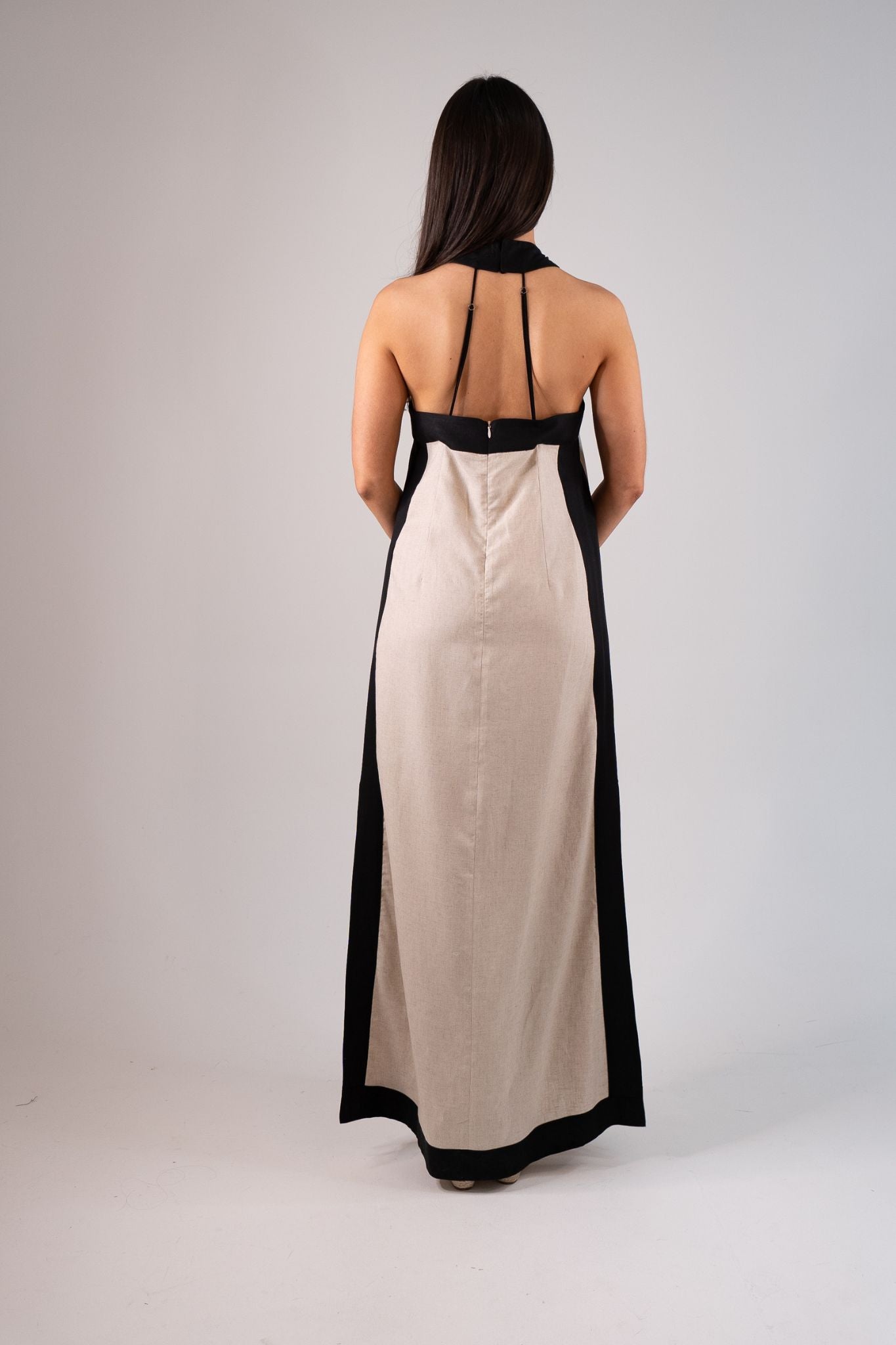 Alana Two Tone Maxi Dress In Neutral Mix