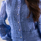 Jasmine Floral Lace Blouse In Blue
