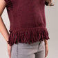 Leah Sleeveless Fringed Knit In Bordeaux