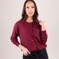 Elsa Round Neck Cardigan In Bordeaux
