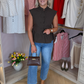 Kiera Mandarin Collar Top In Chocolate