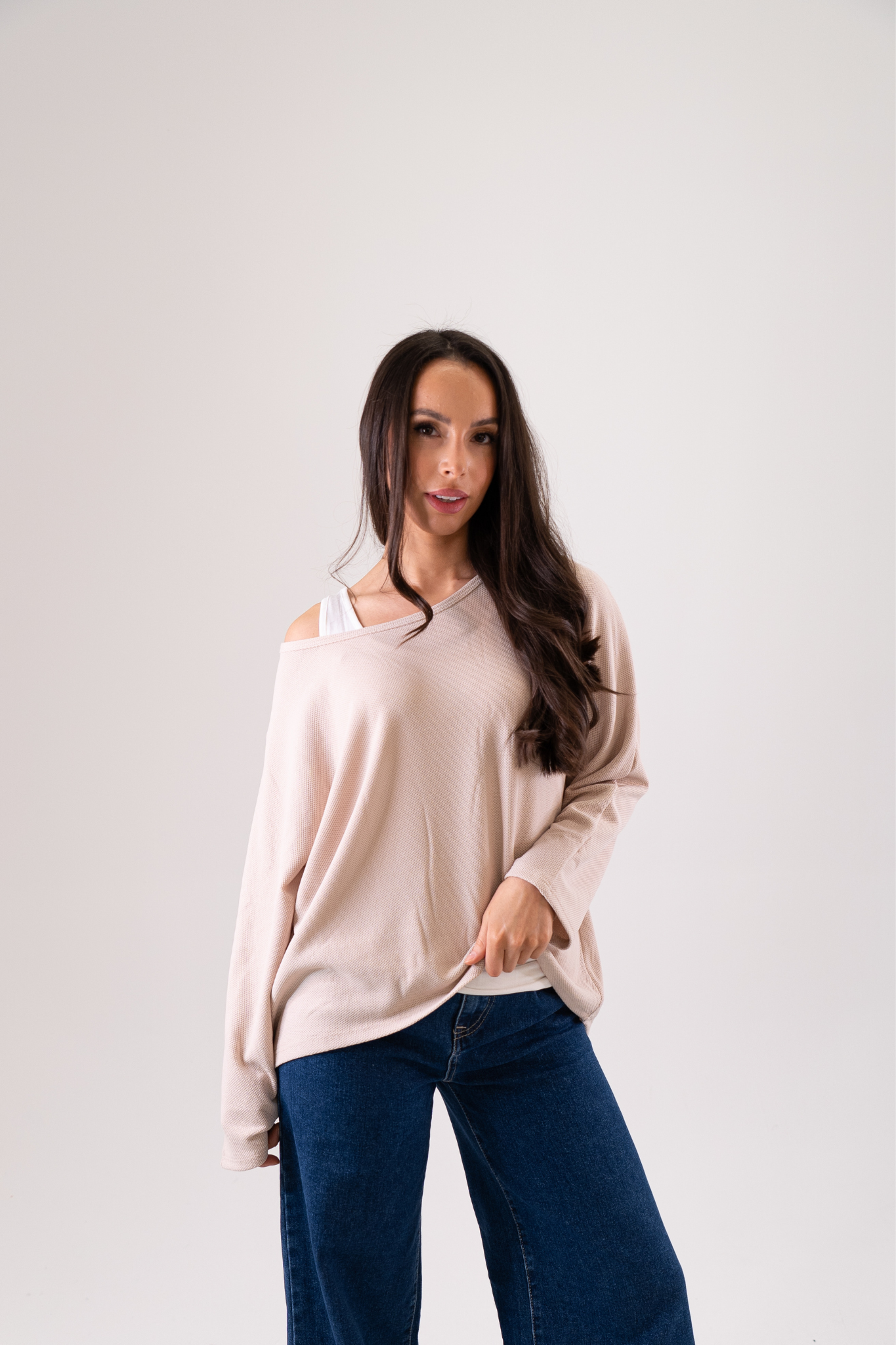 Leah Layered Jumper In Neutral