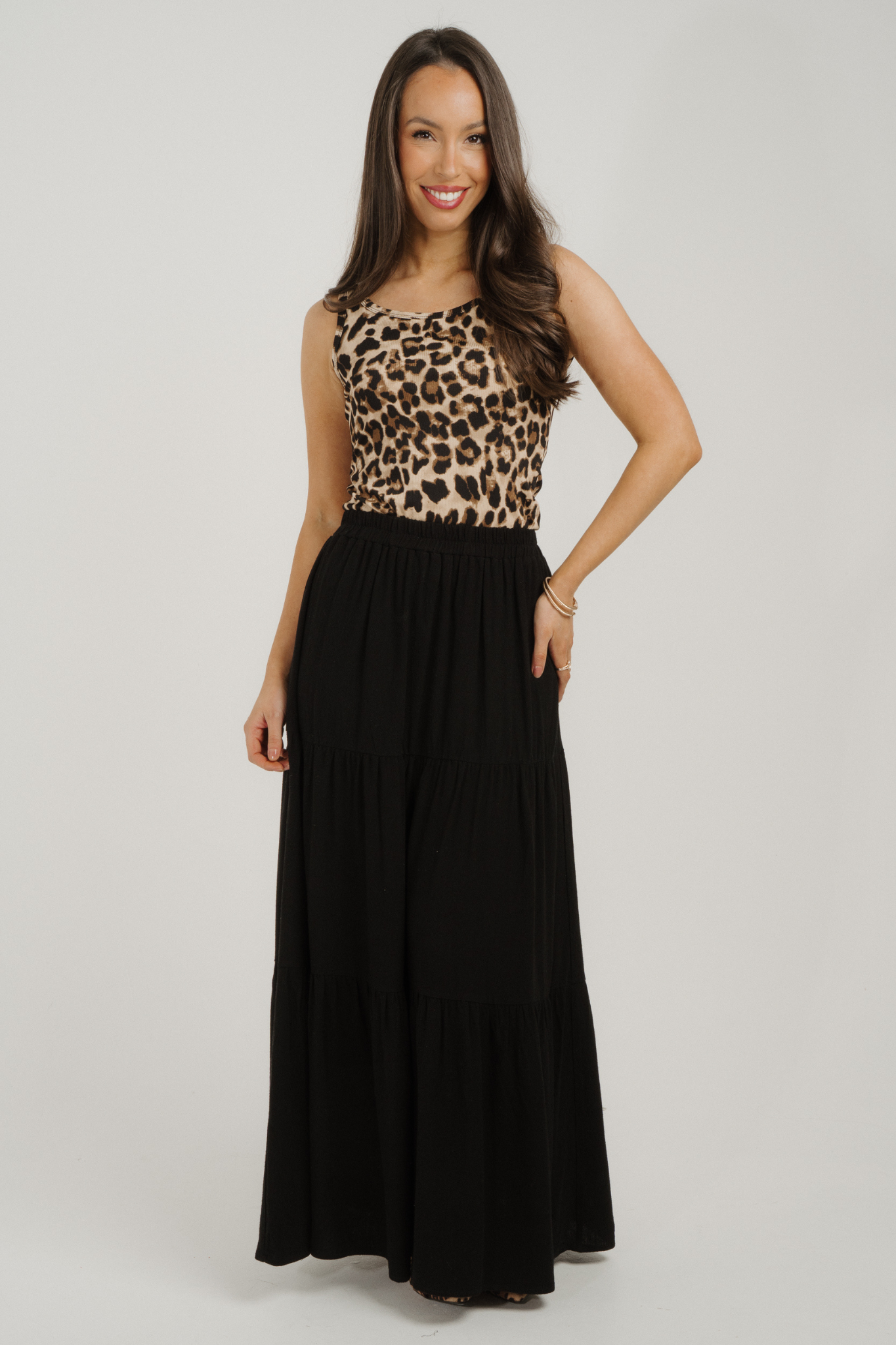 Erica Tiered Maxi Skirt In Black