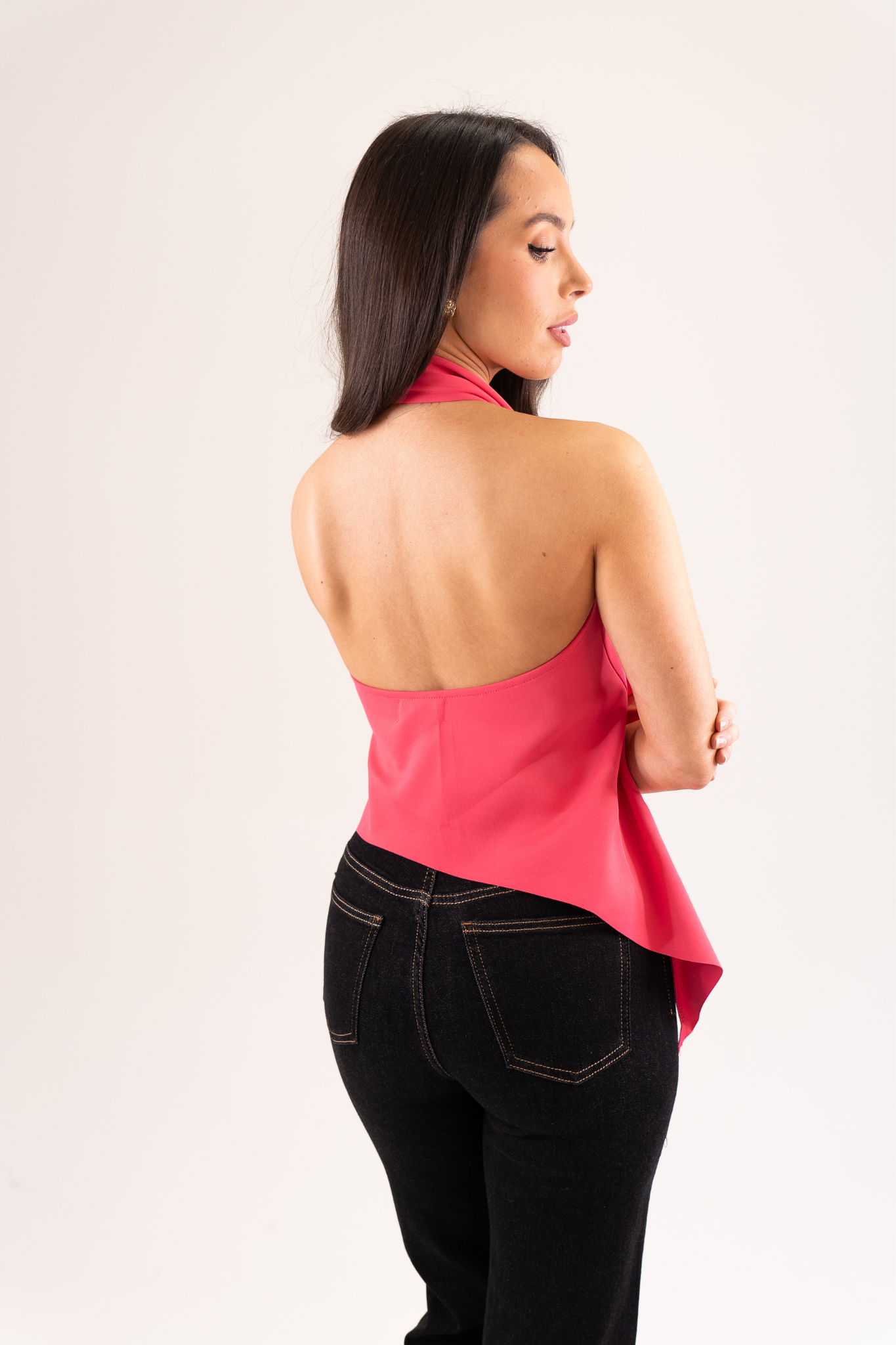 Holly Drape Neck Top In Pink