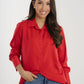 Arabella Satin Shirt In Red