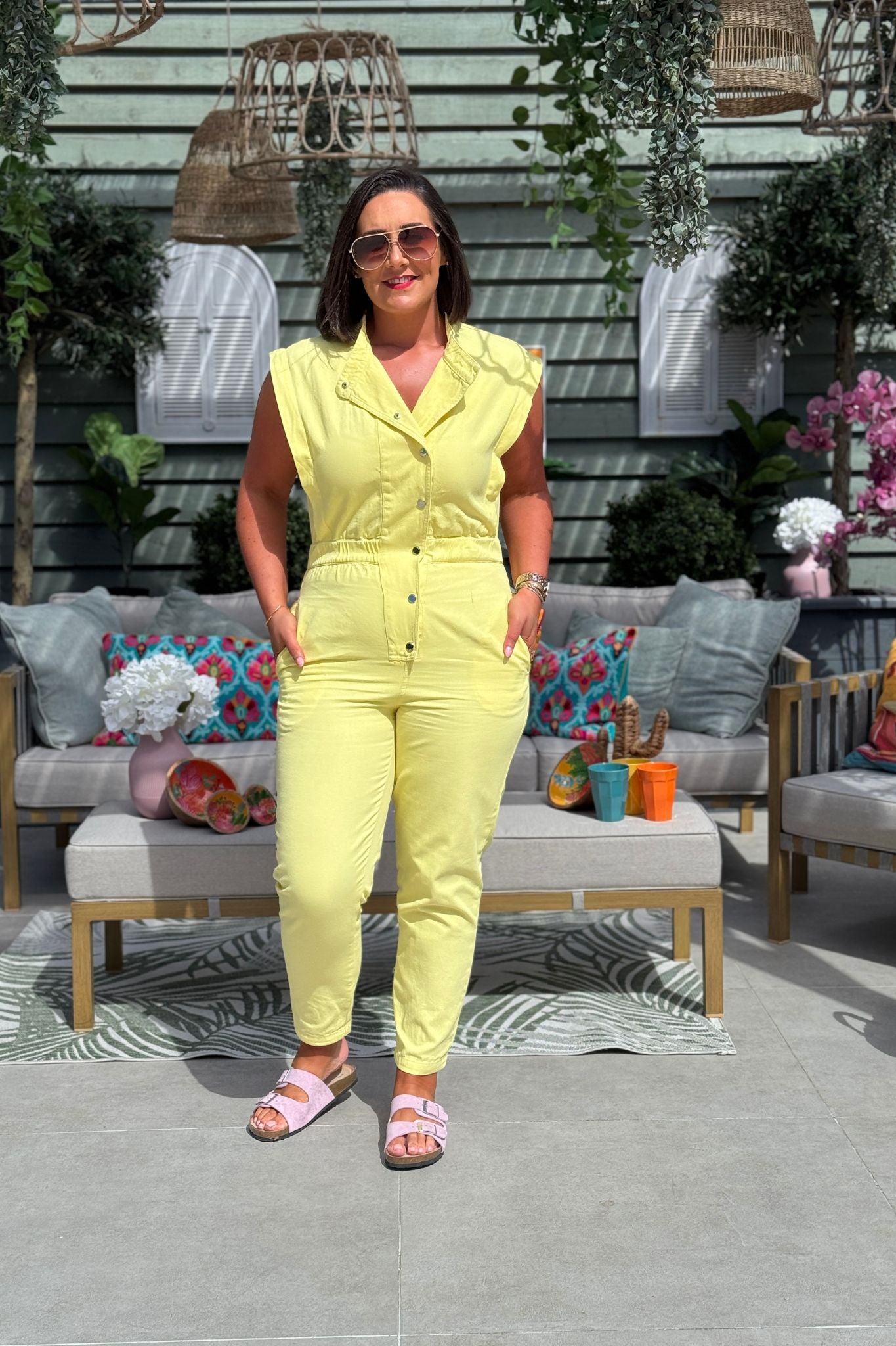Cora Sleeveless Jumpsuit In Yellow