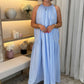 Millie Pinstripe Maxi Dress In Blue