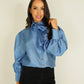 Kayla Ruffle Detail Blouse In Blue