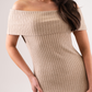 Caitlyn Bardot Knit Dress In Neutral