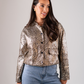 Ella Leopard Print Bomber Jacket In Gold